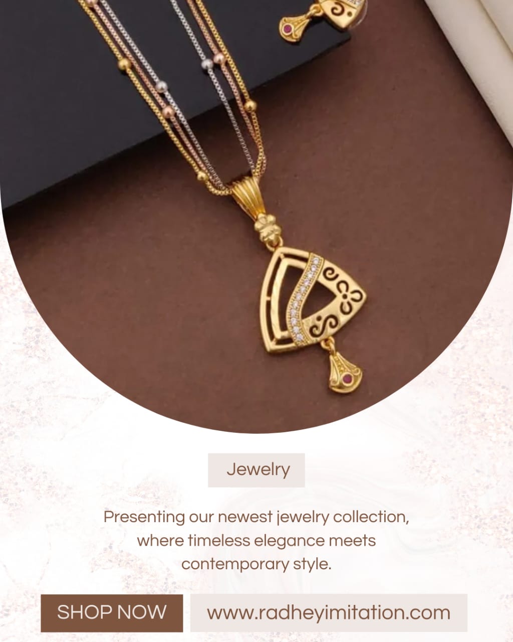 Premium Gold Plated Pendant Chain Set with Earrings for Women
