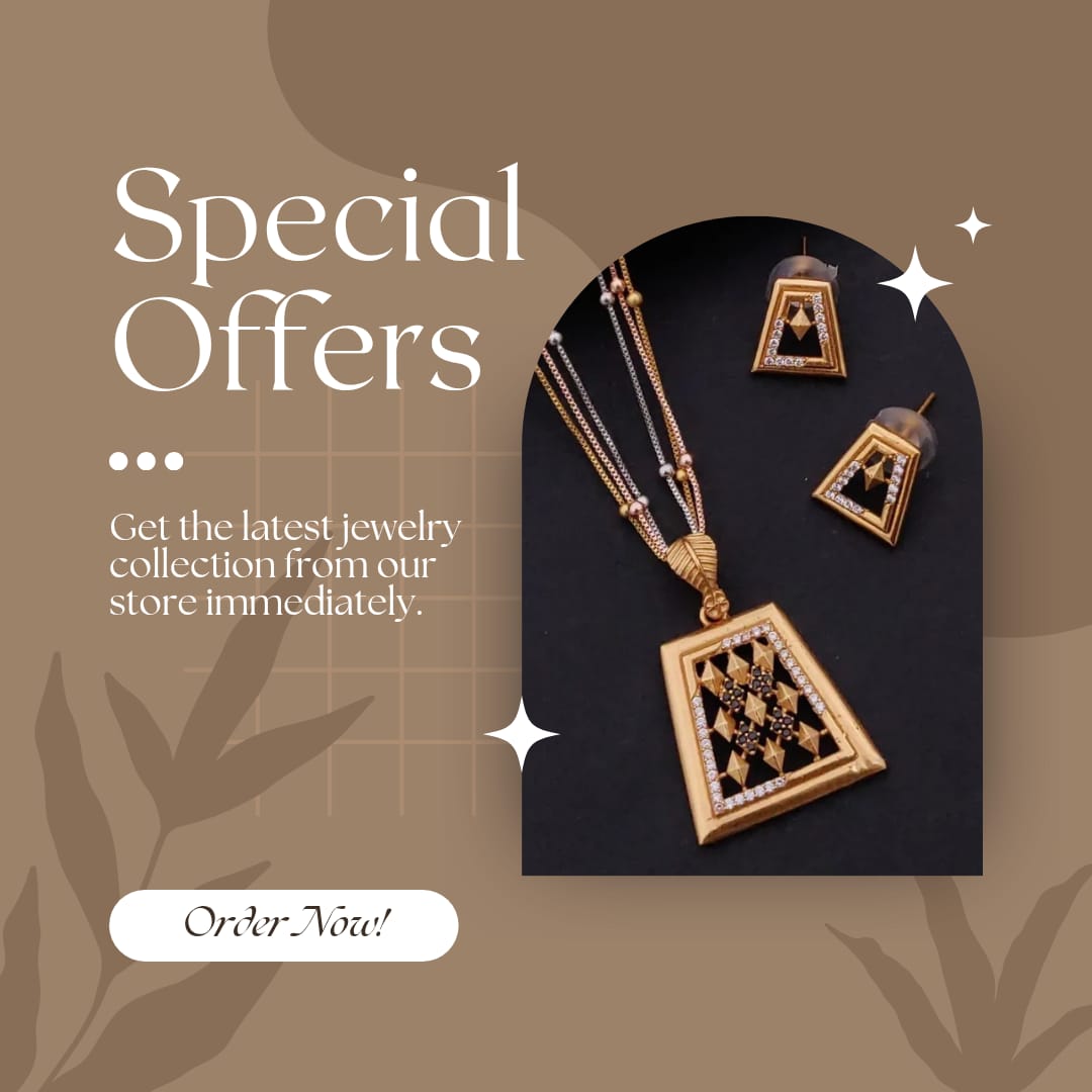 Premium Gold Plated Pendant Chain Set with Earrings for Women