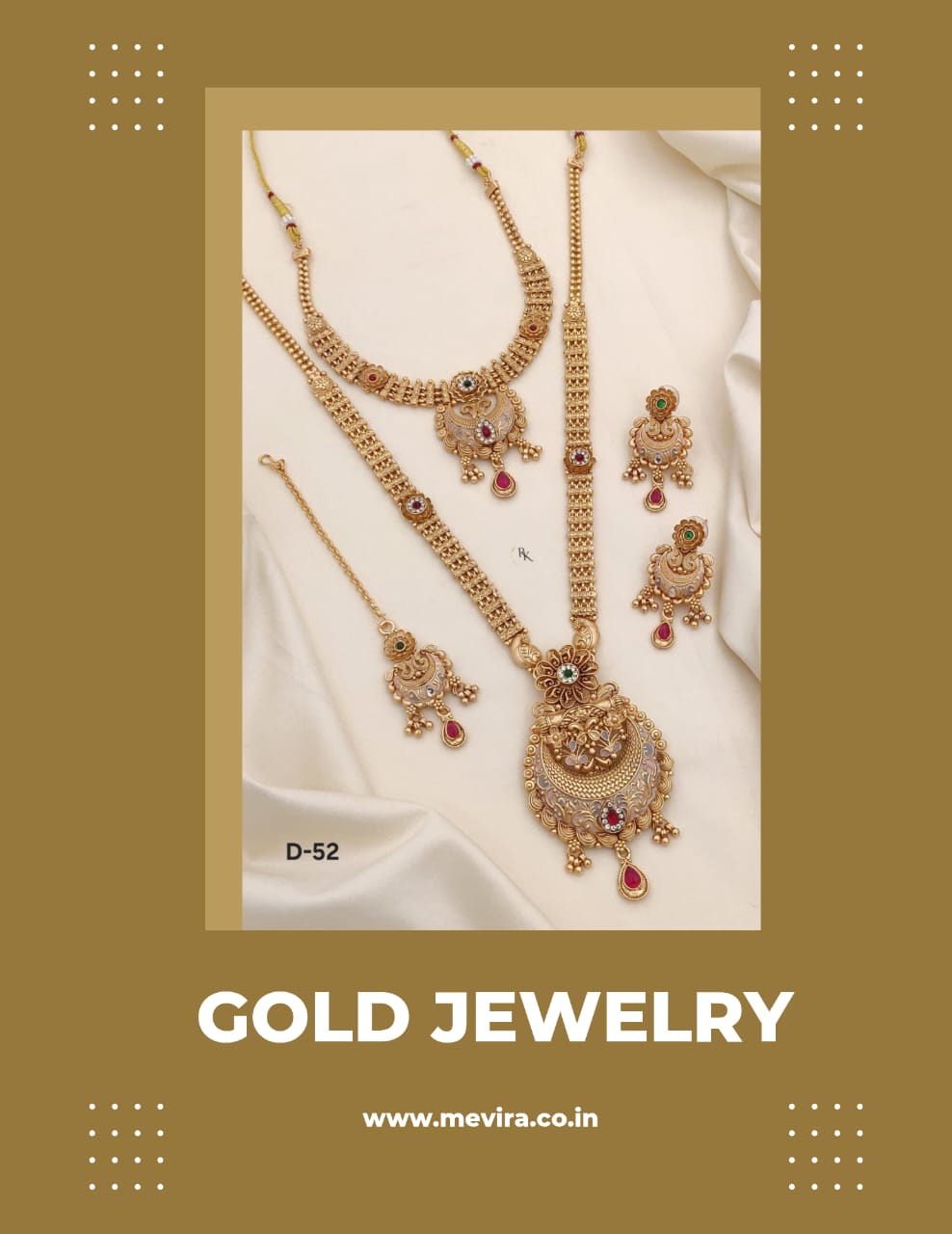 Premium Gold Plated Rajwadi Necklace Combo Set with Long Necklace, Short Necklace, Earrings & Maang Tika for Women