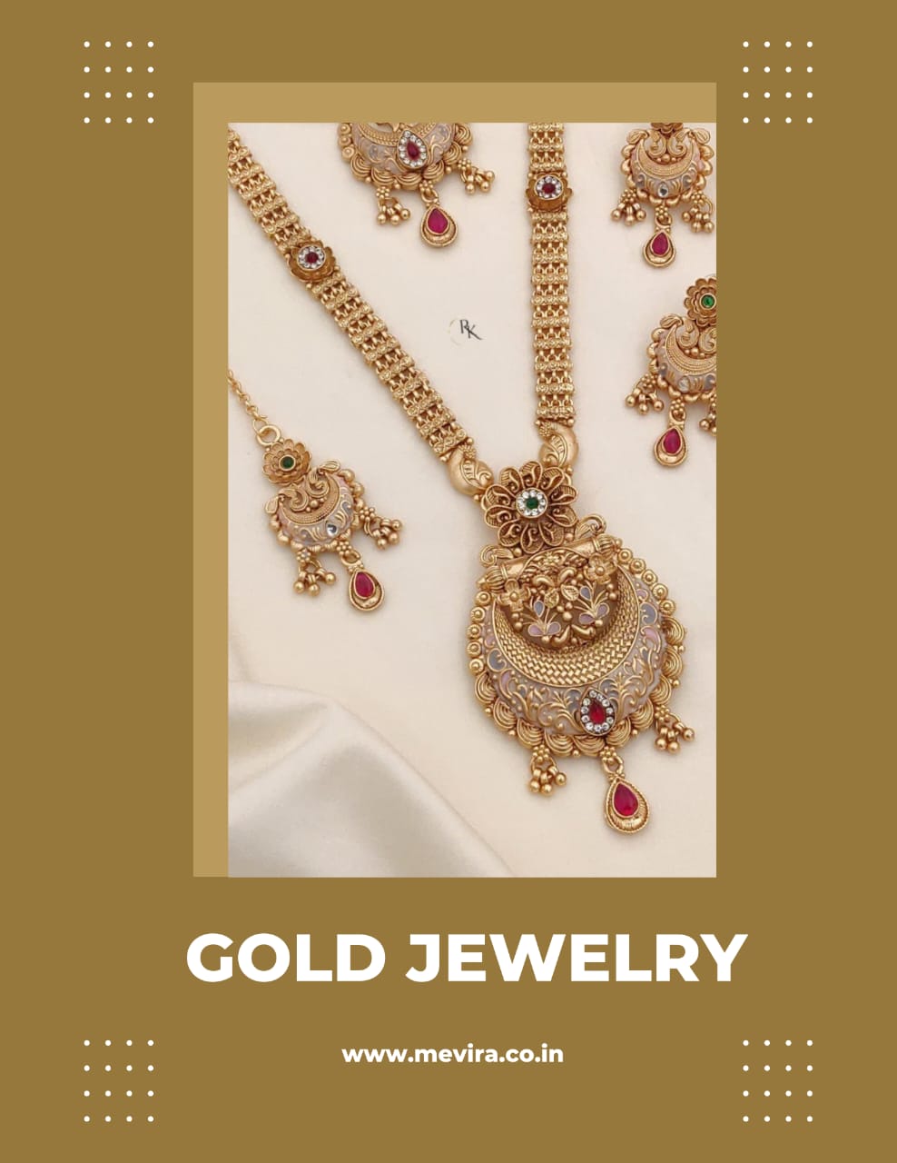 Premium Gold Plated Rajwadi Necklace Combo Set with Long Necklace, Short Necklace, Earrings & Maang Tika for Women