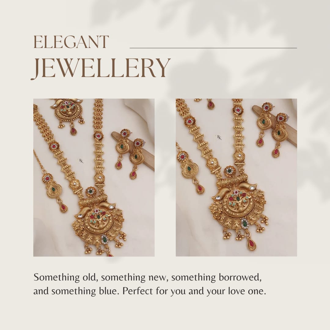 Premium Gold Plated Rajwadi Necklace Combo Set with Long Necklace,  Short Necklace, Earrings & Maang Tika for Women