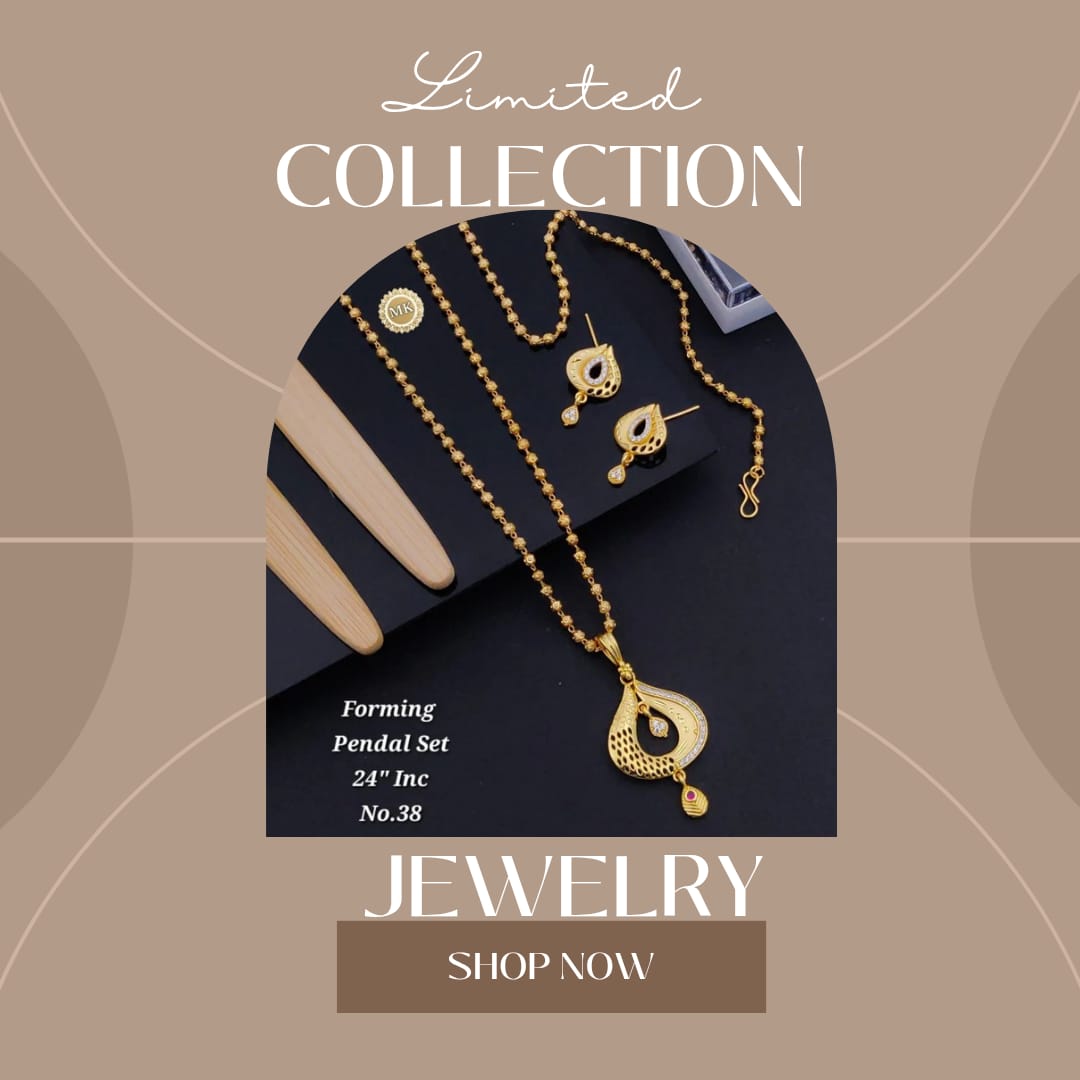 Premium Gold Plated Pendant Chain Set with Earrings for Women