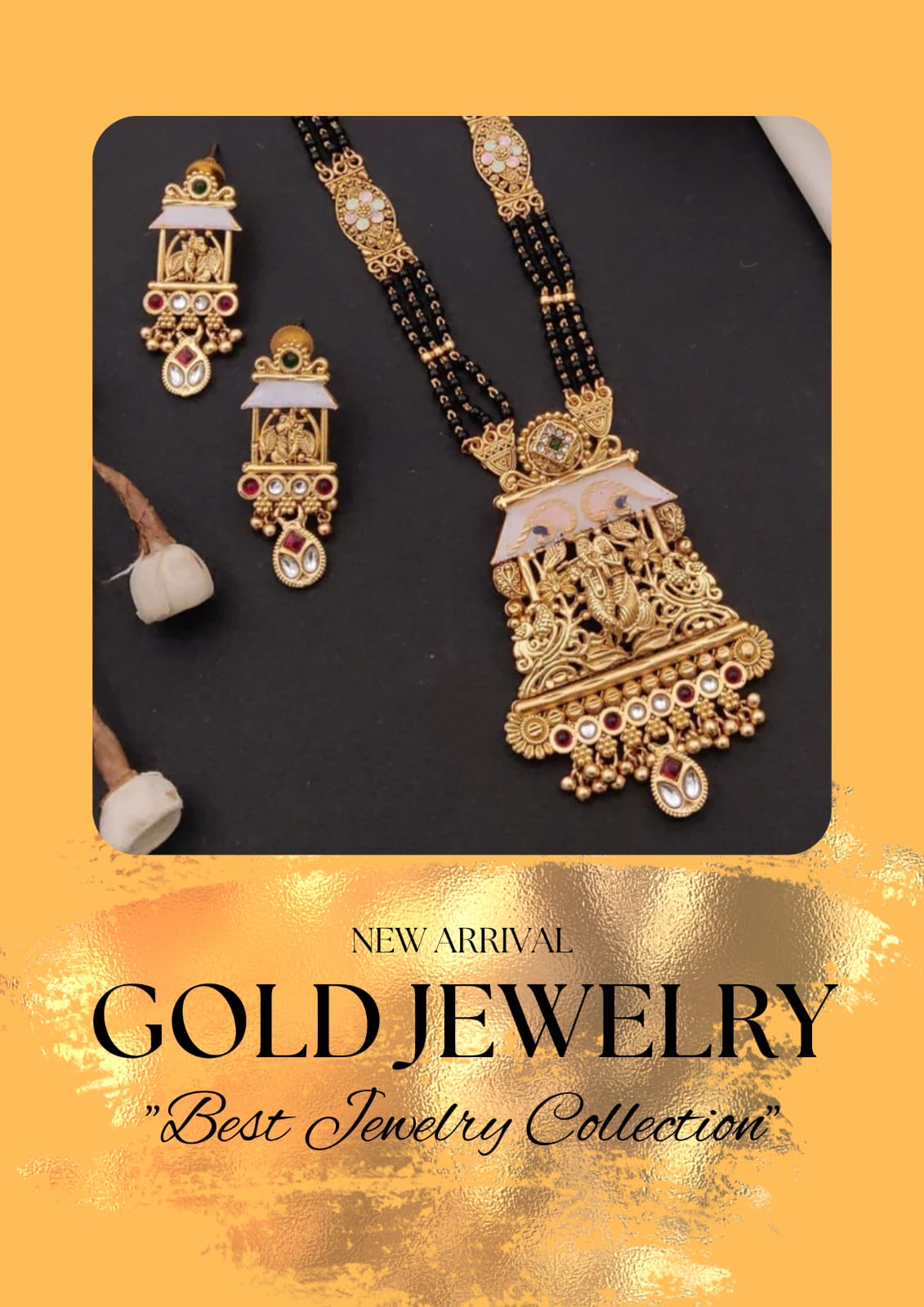 Premium Gold Plated Mangalsutra with Earrings for Women