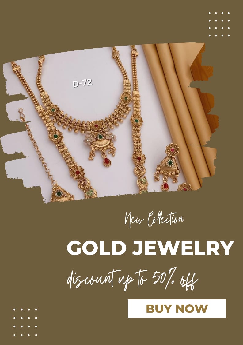 Premium Gold Plated Rajwadi Necklace Combo Set with  Long Necklace, Short Necklace, Earrings & Maang Tika for Women