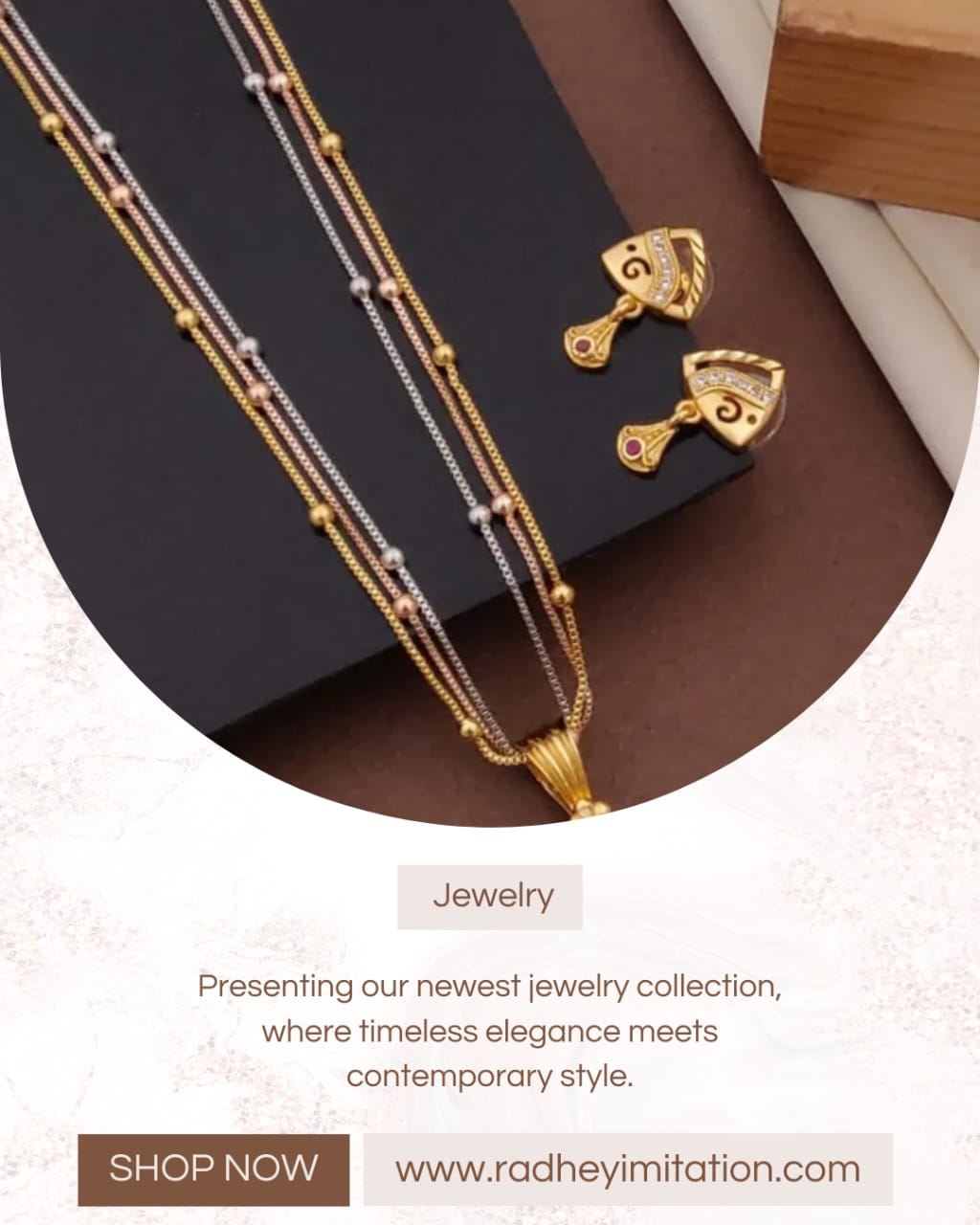 Premium Gold Plated Pendant Chain Set with Earrings for Women