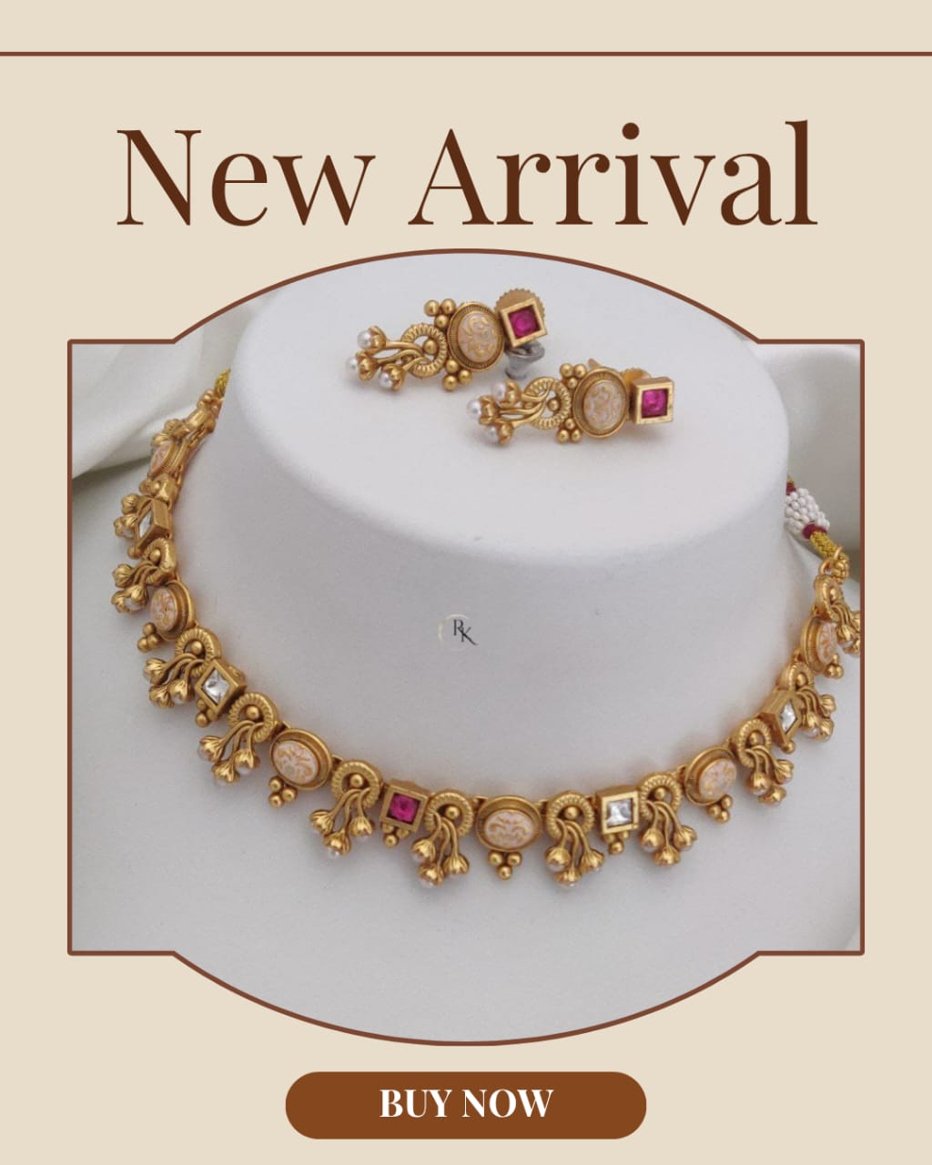 Premium Gold Plated Necklace Set with Earrings for Women