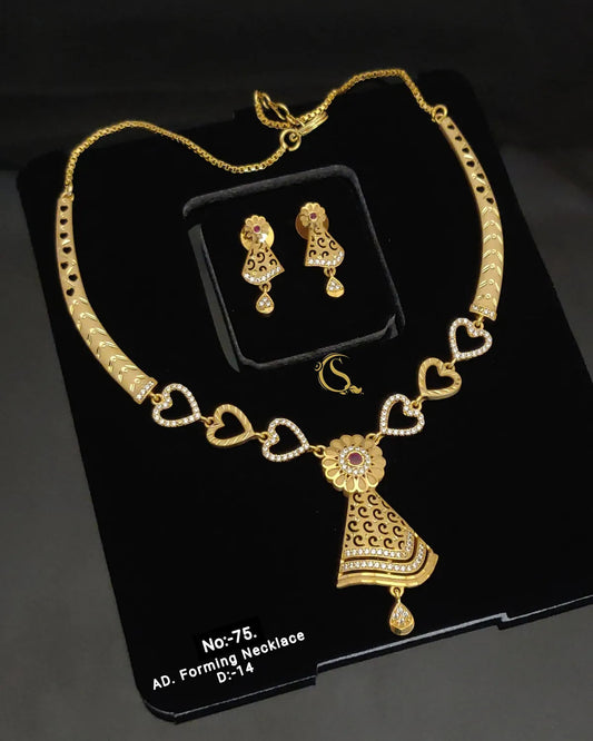 Premium Gold Plated Necklace Set with Earrings for Women