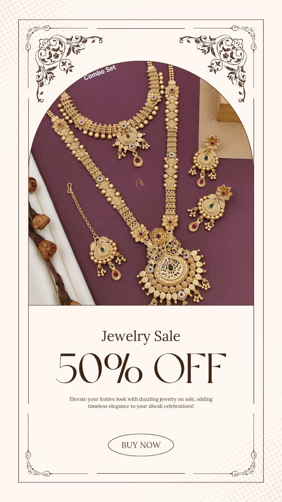 Premium Gold Plated Rajwadi Necklace Combo Set  with Long Necklace, Short Necklace, Earrings & Maang Tika for Women