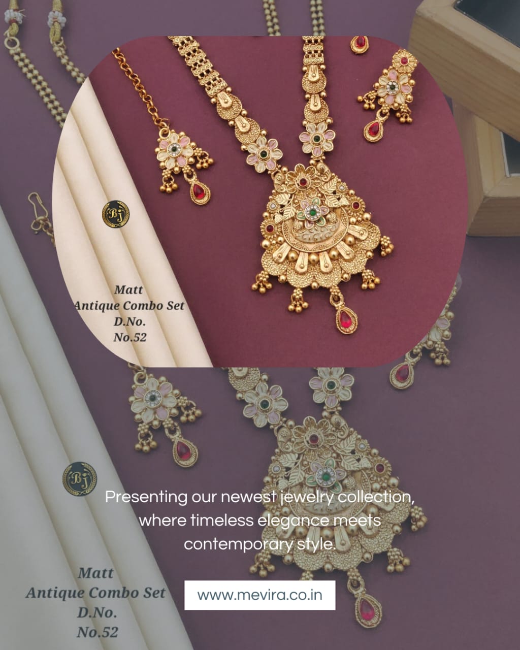 Premium Gold Plated Rajwadi Necklace Combo Set with  Long Necklace, Short Necklace, Earrings & Maang Tika for Women