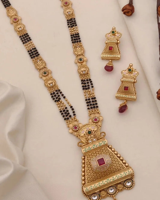 Premium Gold Plated Mangalsutra with Earrings for Women