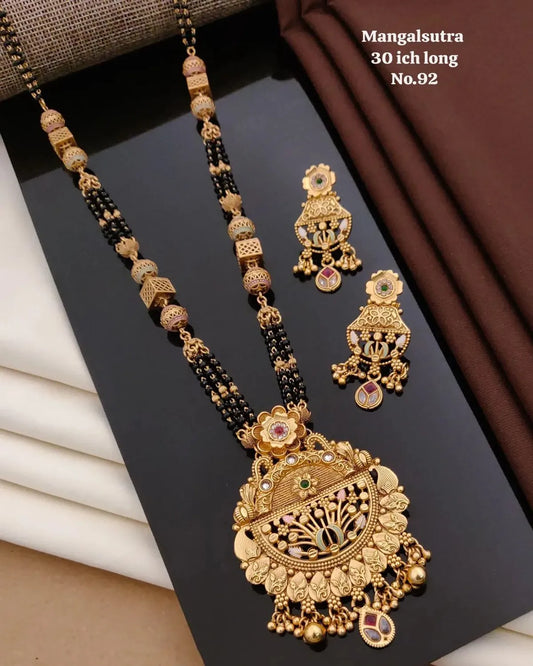 Premium Gold Plated Mangalsutra with Earrings for Women