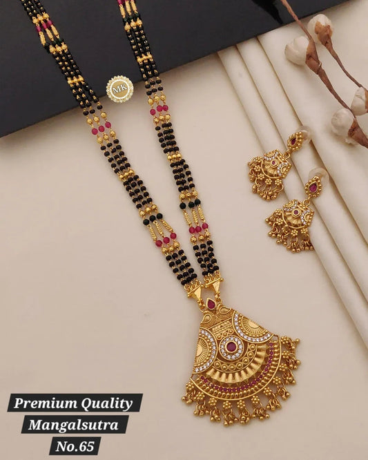 Premium Gold Plated Mangalsutra with Earrings for Women