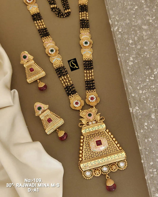 Premium Gold Plated Mangalsutra with Earrings for Women