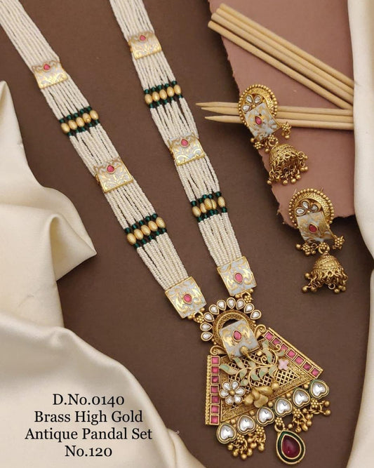Premium Gold Plated Necklace Set with Earrings for  Women
