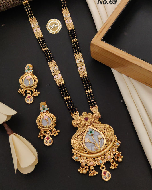 Premium Gold Plated Mangalsutra with Earrings for Women