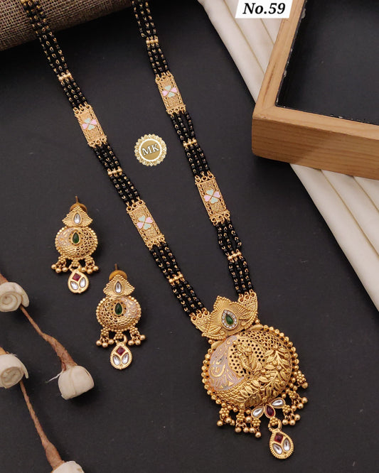 Premium Gold Plated Mangalsutra with Earrings for Women