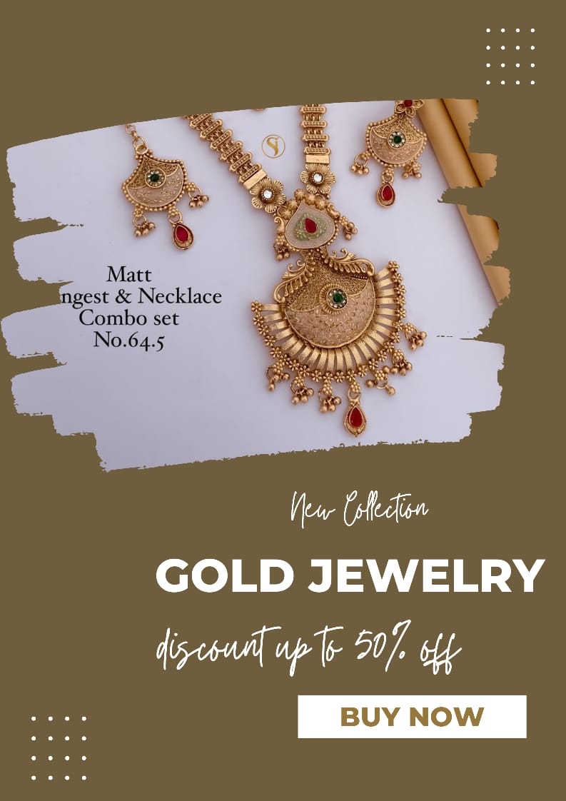 Premium Gold Plated Rajwadi Necklace Combo Set with Long Necklace, Short Necklace, Earrings & Maang Tika for Women